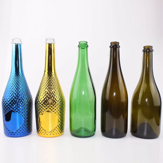 250ml、330ml、450ml、500ml、620ml、650ml、750ml 空のグリーンアンバーブラウンブルーソーダラガービールガラス瓶、フルーツジュースラガービールガラス瓶卸売